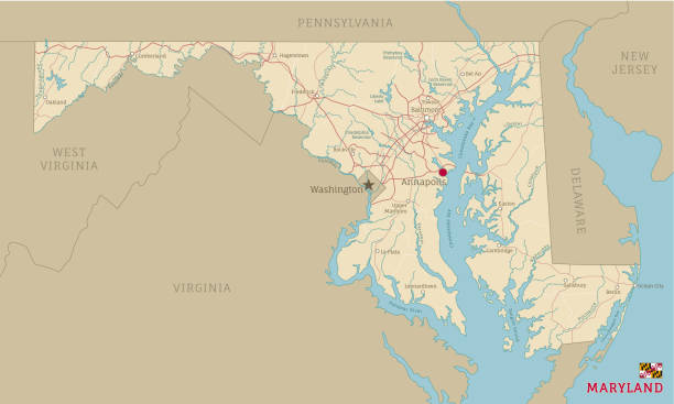 Road Map Of Maryland Us American Federal State Stock Road Map Of Maryland Us American Federal State