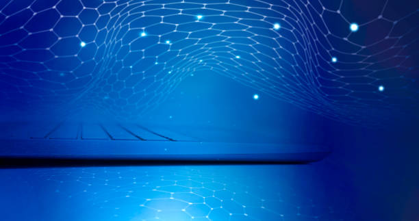 istock Background with a laptop for internet business communication technology 1432100045