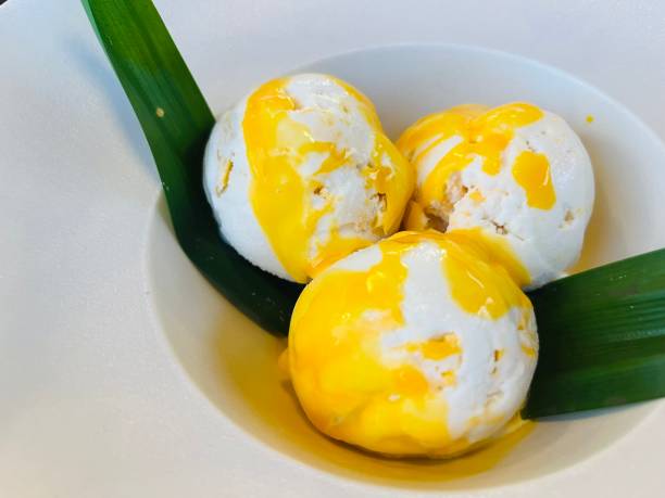 istock Coconut milk icecream with York 1432101435