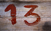 Number 13 written on wooden