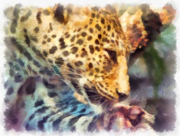 istock The leopard watercolor style illustration impressionist painting. 1432103901