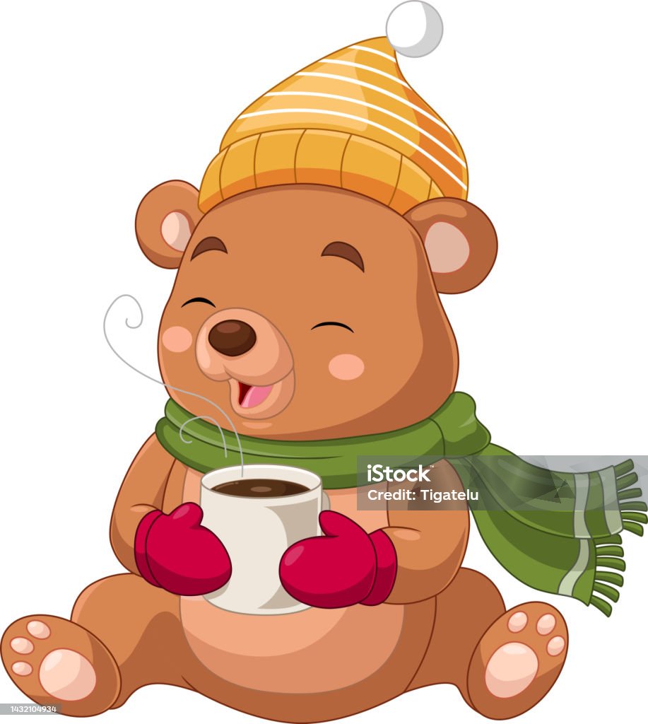 Phim Hoạt Hình Gấu Dễ Thương Đeo Khăn Quàng Cổ Và Đội Mũ Với Cà ...