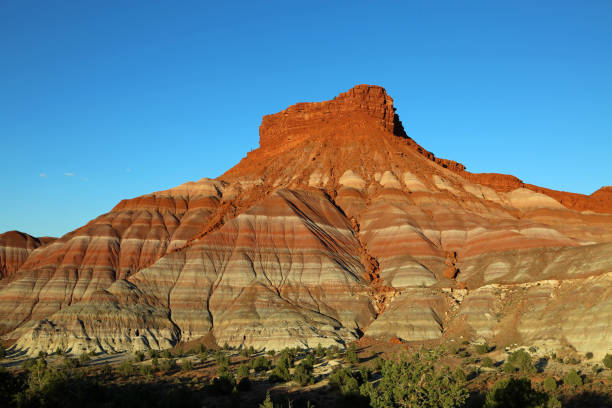 istock Striped mountain on blue sky 1432105450