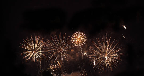 Golden Firework celebrate anniversary independence day night time celebrate national holiday. Countdown to new year 2023 party time event. Happy new year 2023, 4th of july holiday festival concept los fuegos artificiales dorados celebran el aniversario de la independencia día por la noche para celebrar la fiesta nacional. cuenta regresiva para el evento de tiempo de fiesta del año nuevo 2023. feliz año nuevo 2023, concepto de festival festivo del