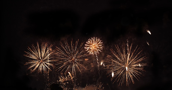 Beautiful colorful fireworks night scene shot at Pattaya International Fireworks Festival