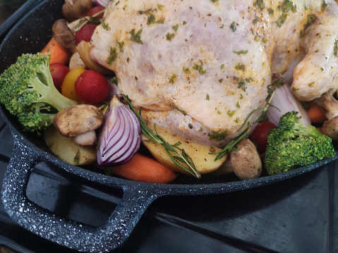 ready-to-cook chicken and vegetables