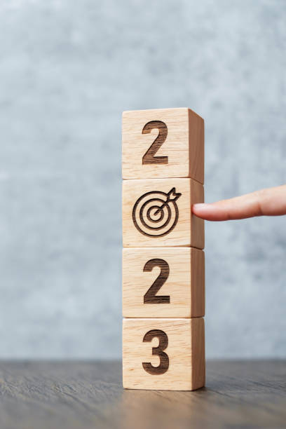 istock 2023 block with dartboard sign. Business Goal, Target, Resolution, strategy, plan, Action motivation, mission, thinking, and New Year start concepts 1432112777