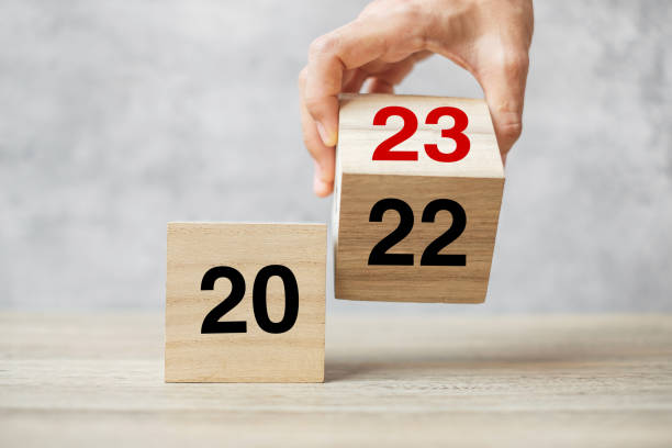 istock hand flipping block 2022 to 2023 text on table. Resolution, strategy, plan, goal, motivation, reboot, business and New Year holiday concepts 1432113117