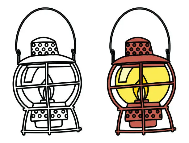 Vector illustration of Vintage portable oil lamp