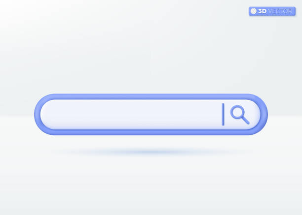 ilustraciones, imágenes clip art, dibujos animados e iconos de stock de símbolos de iconos de diseño de la barra de búsqueda. botón del navegador para web, navegación y concepto de búsqueda. diseño de ilustración vectorial aislada en 3d. dibujos animados pastel estilo minimalista. puede utilizar para diseño ux, ui, im - cuadro de búsqueda