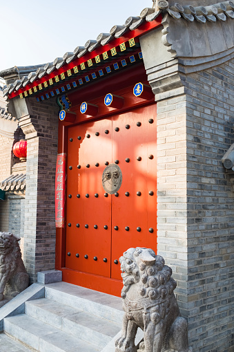 Decorative style of the entrance of a typical old-fashioned house in northern China