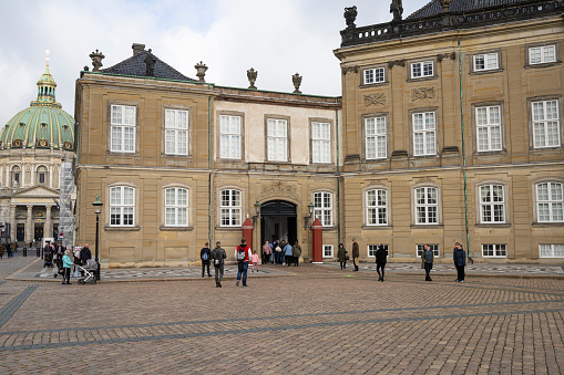 Copenhagen, Denmark. October 2022. exterior view of the Amalienborg Palace Museum in the city center