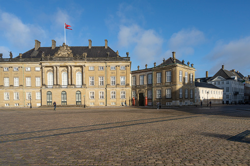 Copenhagen, Denmark. October 2022. Outdoor view of the Christian VIII's Palace (Levetzau's Palace) in the city center