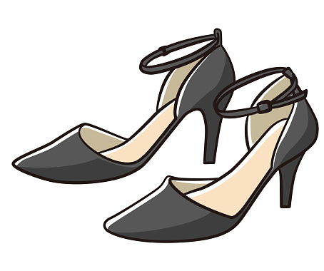 Simple line drawing illustration of ladies shoes and pumps