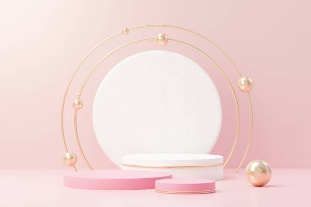 istock 3d render abstract display podium platform for  product presentation and advertising. Minimal scene backdrop with clean design. Vacant pedestal for mock up. Empty stage with pastel color for cosmetic. 1432125712