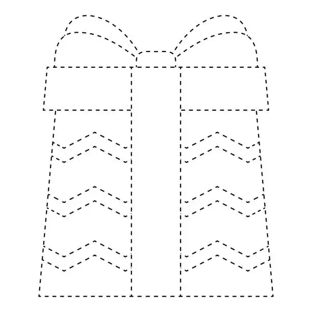 Vector illustration of Gift box tracing worksheet for kids