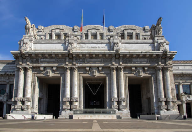 MILAN, ITALY - October 12, 2025:  the view of Milano Centrale railway station, Milan, Milan, Italy.