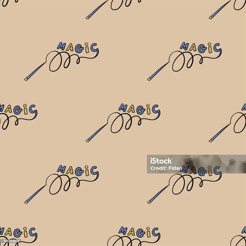 Magic Wand Vector Seamless Pattern Cute Repeat Background For Textile ...