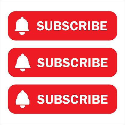 Subscribe button icons set, like share and subscribe red button vector illustration graphics.