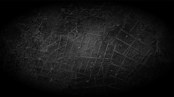Rustic textured empty blank black or dark grey coloured rustic vector backgrounds with crevices and scratches like scars all over, also looks like a rough weathered plastered wall with abrasive scuff marks