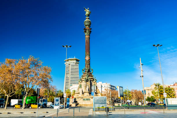 Barcelona, Spain - December 5, 2016: Monument to Francesc Macia on the Square of Catalonia (Placa de Catalunya) in Barcelona, Spain.