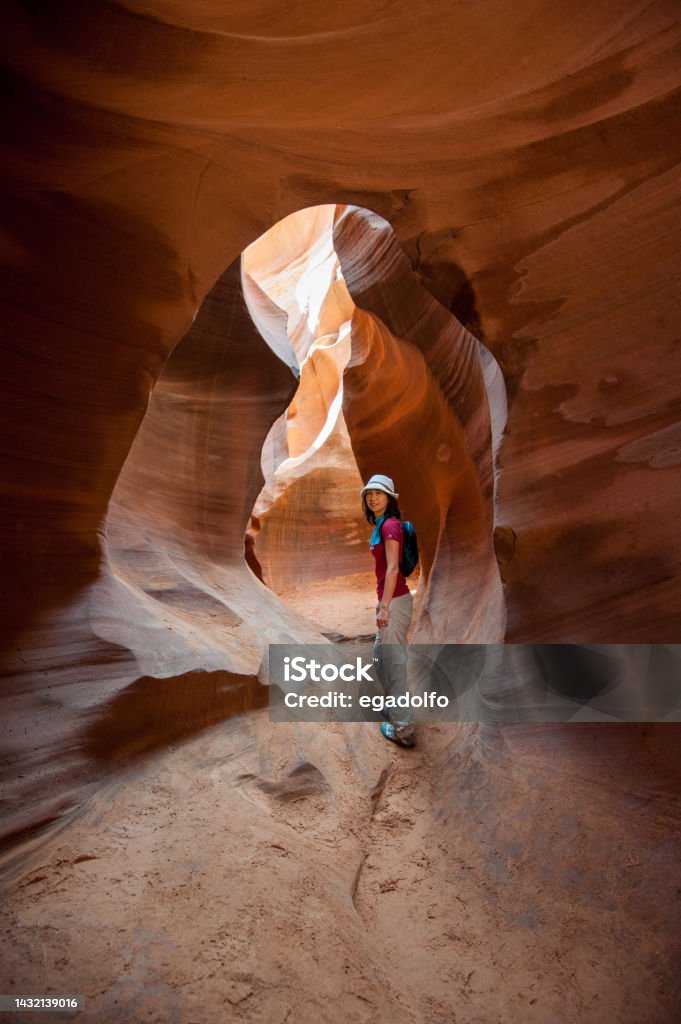 Japanese tourist visiting Antelope Canyon One Person Stock Photo