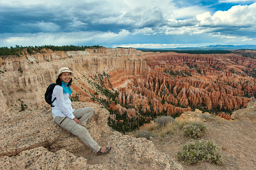 Japanese Tourist visiting Bryce Canyon in a Sunny Day