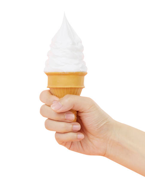 istock Hand holding ice cream with waffle cone 1432139067