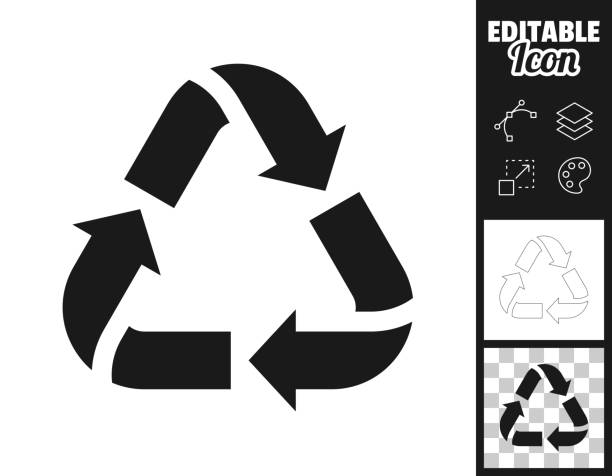 illustrazioni stock, clip art, cartoni animati e icone di tendenza di riciclare. icona per il design. facilmente modificabile - simbolo-del-riciclaggio