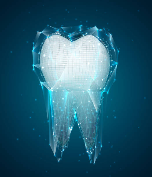 vector 3d tooth for dental medicine. on a blue background vector art illustration