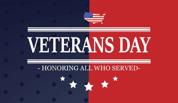Modern Veterans Day Celebration Background Header Banner Happy Veterans Day November 11th. Honoring All Who Served greeting card. Creative  style template. United state of America, US design. Beautiful USA flag composition. Poster design remembrance day background stock illustrations