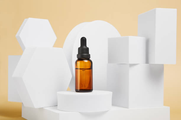 Abstract design template for beauty product in vial.