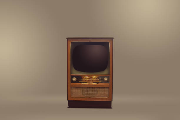 ヴィンテージキャビネットのテレビとラジオのセット - 1940s style audio ストックフォトと画像