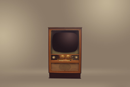 Vintage cabinet television and radio set