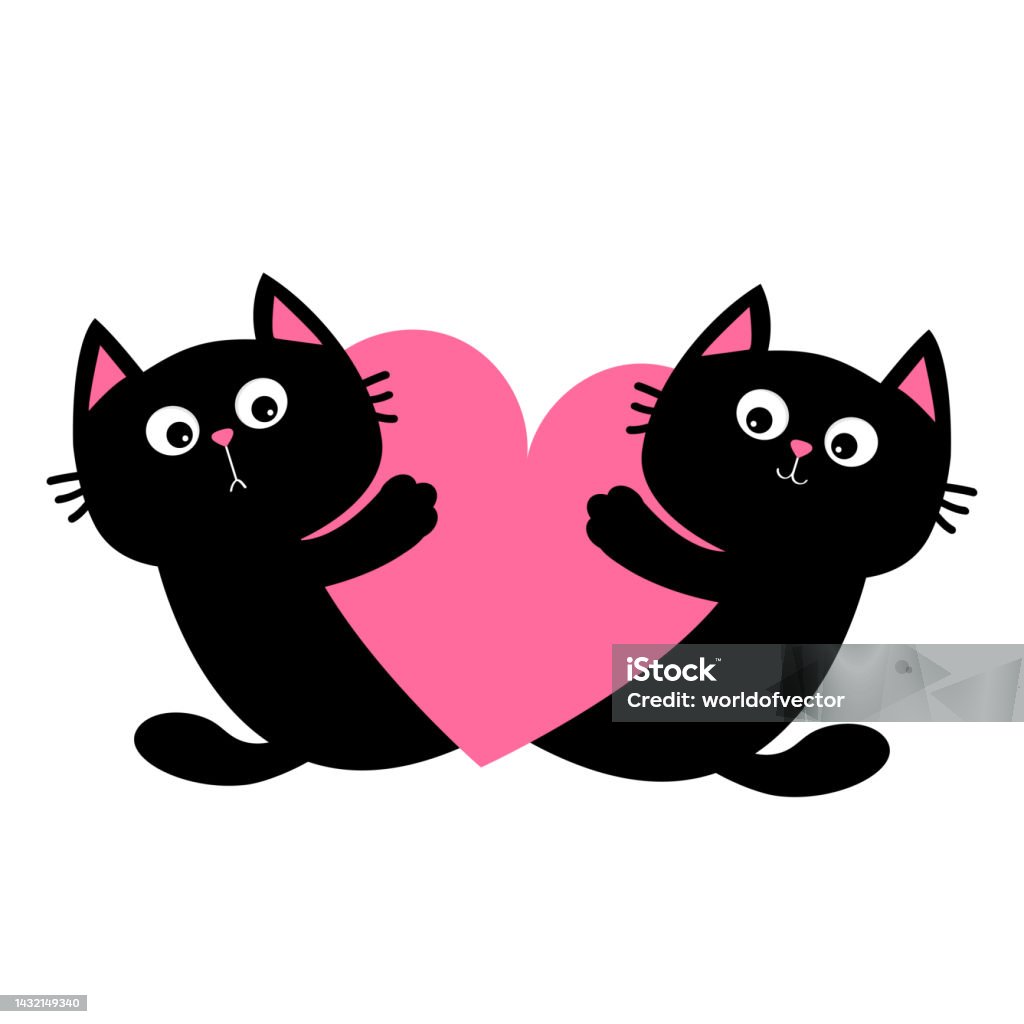 Mèo Con Mèo Con Cặp Vợ Chồng Ôm Trái Tim Lớn Màu Hồng Chúc Mừng ...