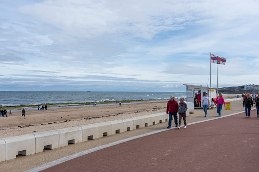 The promenade in front of the Spanish City in Whitley Bay, North Eastern England, UK.