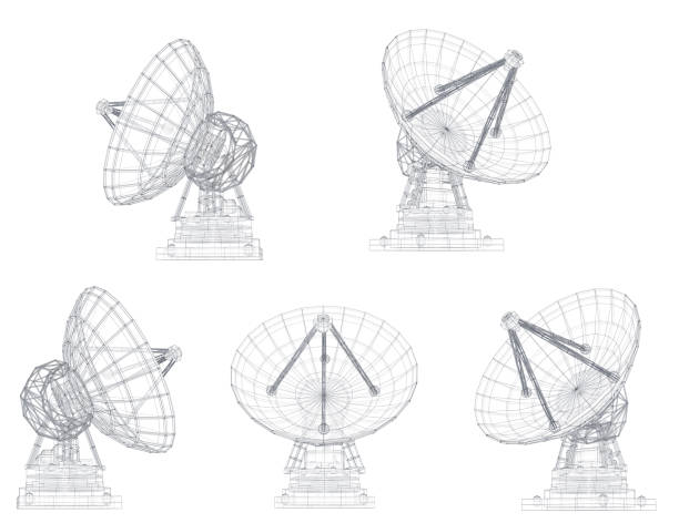ilustrações de stock, clip art, desenhos animados e ícones de vector set. radio antenna. astronomy and space research - satélite