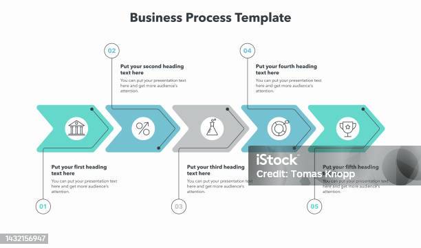 Simple Business Process Template With Five Colorful Stages Stock ...