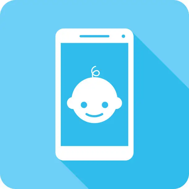 Vector illustration of Baby Smartphone Icon Silhouette