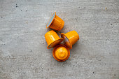 Coffee Capsules on a concrete Background