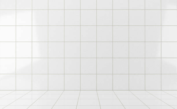 흰색 광택 타일 욕실 또는 연단이있는 주방 배경 - wall tiles 뉴스 사진 이미지