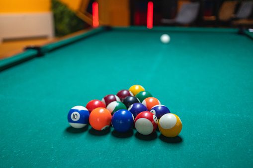 Pool balls on the pool table