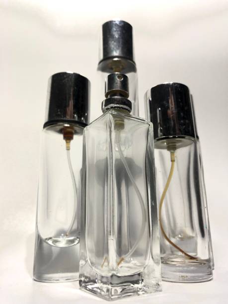 istock Bottom view of perfume glass bottles in different size 1432161544