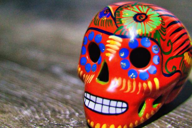 istock Closeup shot of a colorfully painted ceramic skull 1432179523
