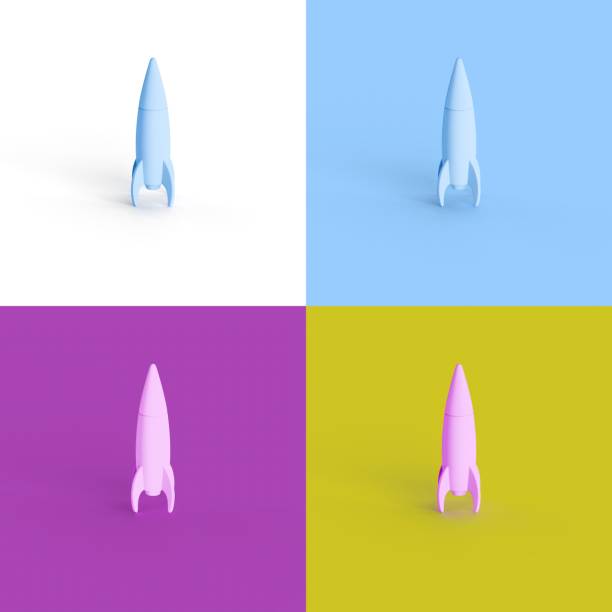 istock 3D rendering of rocket isolated in different colors 1432187300
