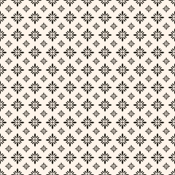 illustrazioni stock, clip art, cartoni animati e icone di tendenza di astratto semplice stile gotico floreale senza cuciture - flower backgrounds tile floral pattern