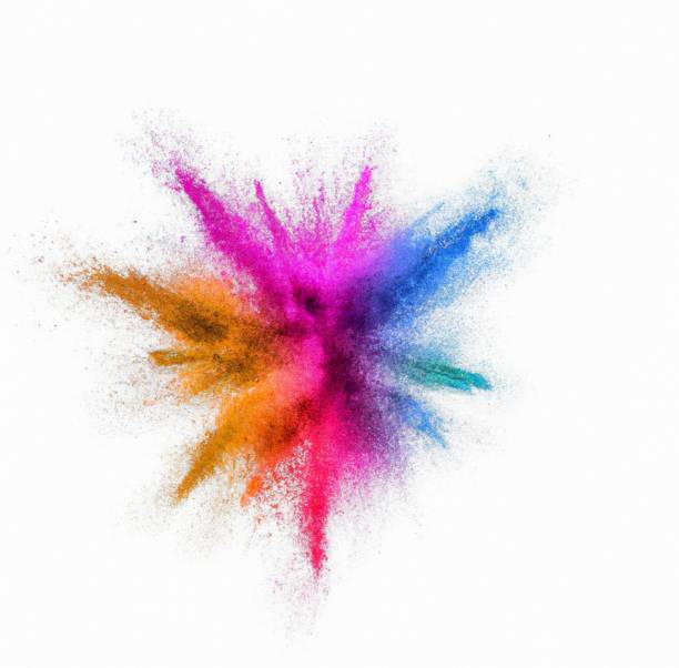 istock Explosion of colored powder on a white background 1432187973