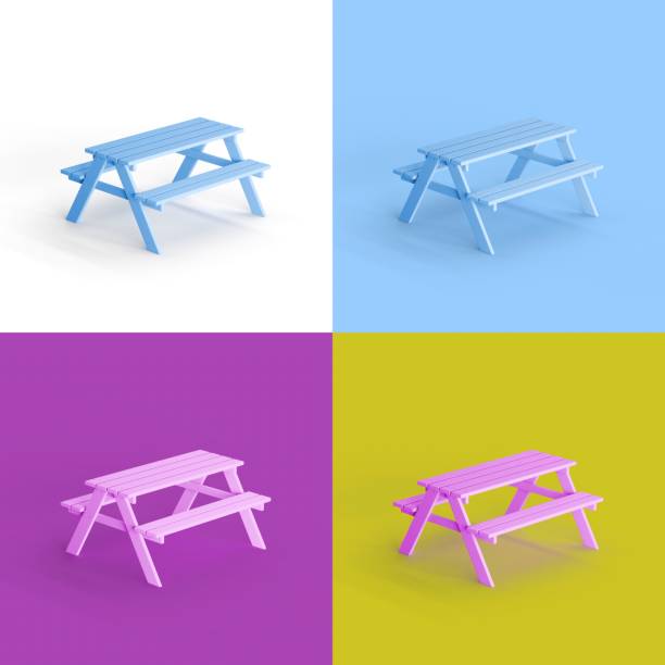 istock 3D rendering of wooden bench isolated in different colors 1432188491