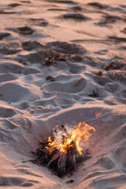 istock Vertical shot of a small fire pit at a beach 1432189206