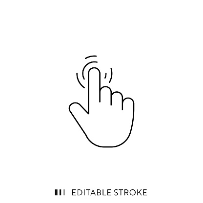 Press Gesture, Tap Button on Touch Screen Single Icon with Editable Stroke.